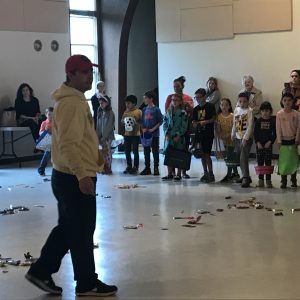 PGK Mark Distasio explains the rules before the mad dash for candy. Rain forced the event indoors but did not disappoint!